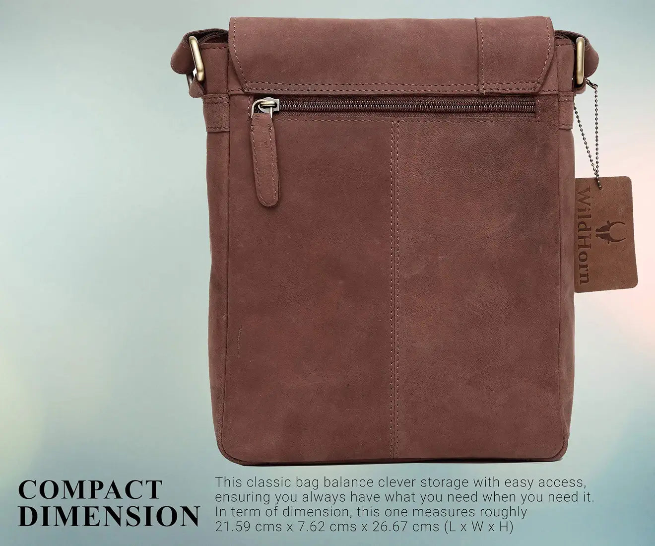 WildHorn� Leather 8.5 inch Sling Messenger Bag for Men I Multipurpose Crossbody Bag I Travel Bag with Adjustable Strap I IDIMENSION: L- 8.5inch H- 10.5inch W- 3inch