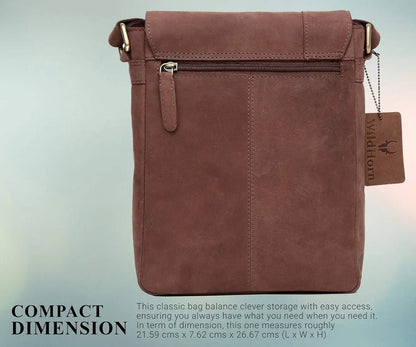 WildHorn� Leather 8.5 inch Sling Messenger Bag for Men I Multipurpose Crossbody Bag I Travel Bag with Adjustable Strap I IDIMENSION: L- 8.5inch H- 10.5inch W- 3inch