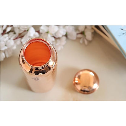 Indian Art Villa Pure Copper Leak Proof Bottle With Plain Shine Finish Design