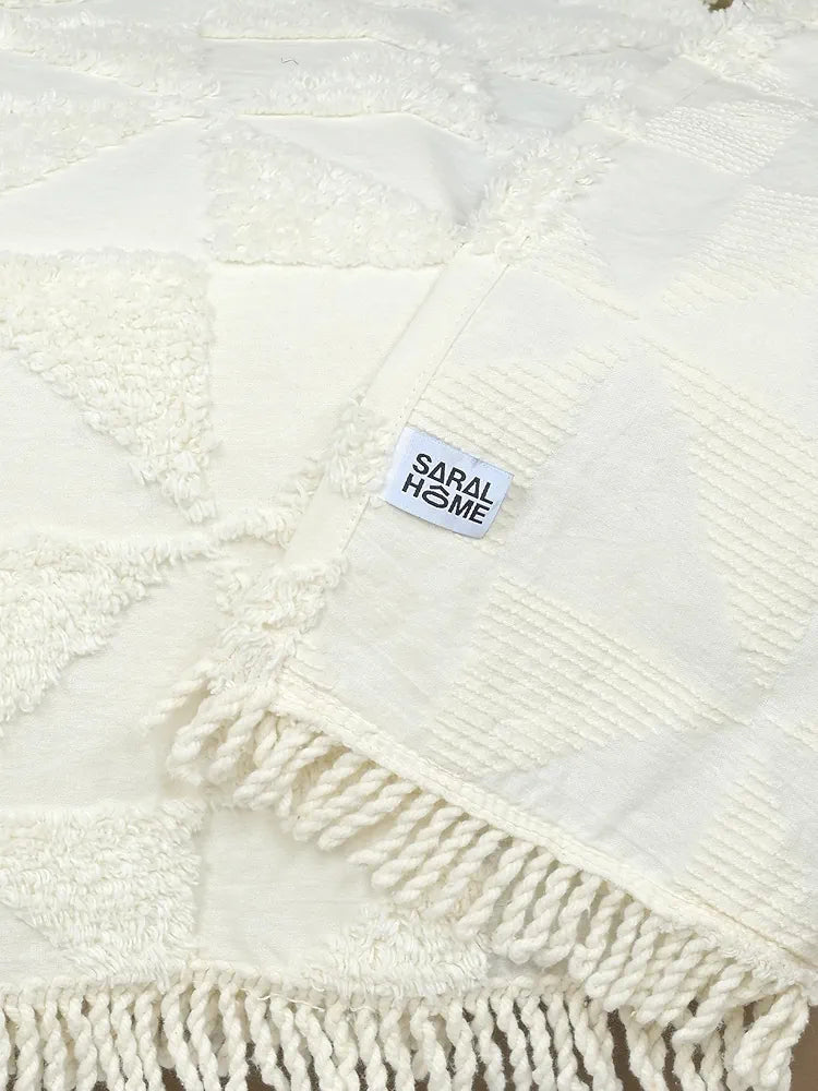 Saral Home Soft Cotton 2 Seater Sofa Cover Throw Ivory