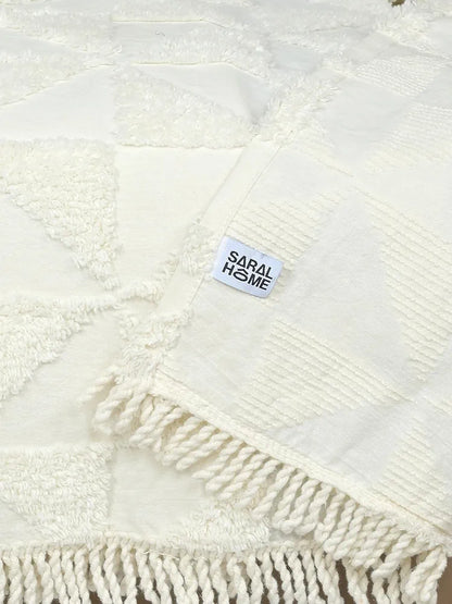 Saral Home Soft Cotton 2 Seater Sofa Cover Throw Ivory