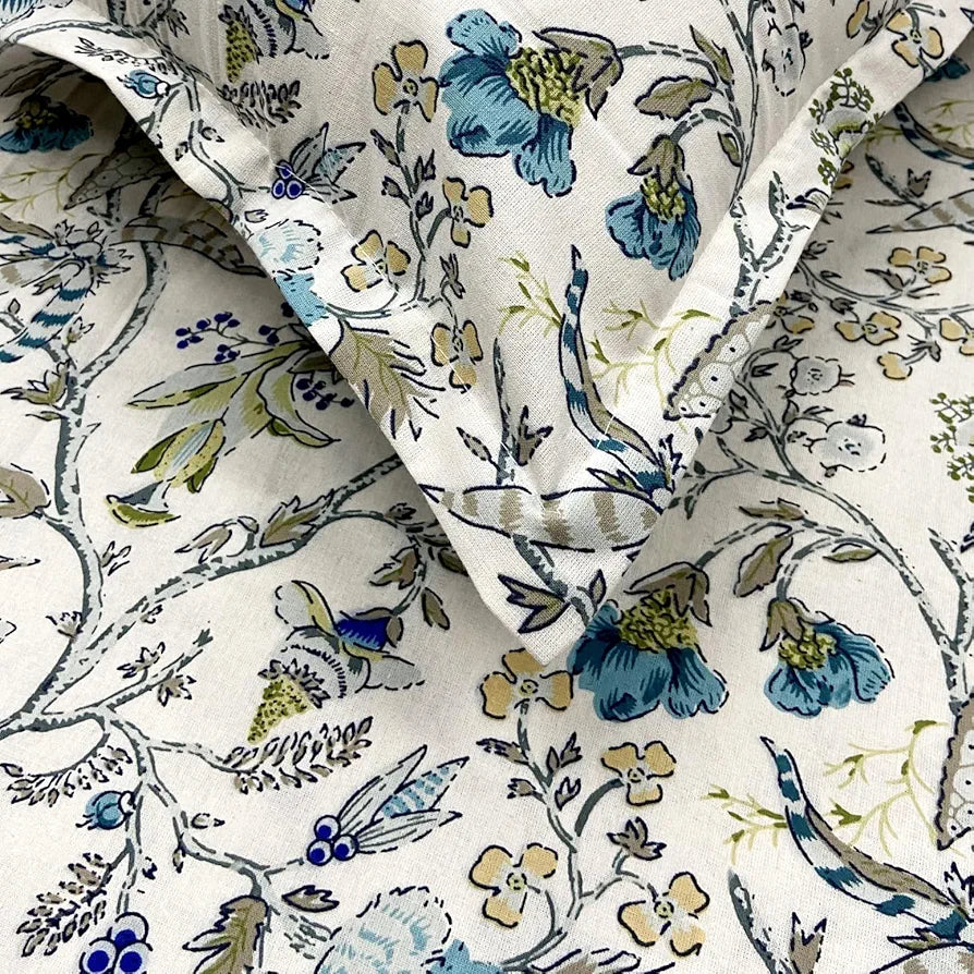 Sajavat Home 100% Pure Cotton King Size Floral Bedsheet Set with 2 Pillow Covers Colour Beige Anokhi