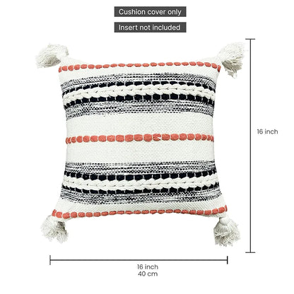 Sajavat Home Hand Knitted Pure Cotton 3 Seater Sofa Throw & Cushion Cover Beige Multi