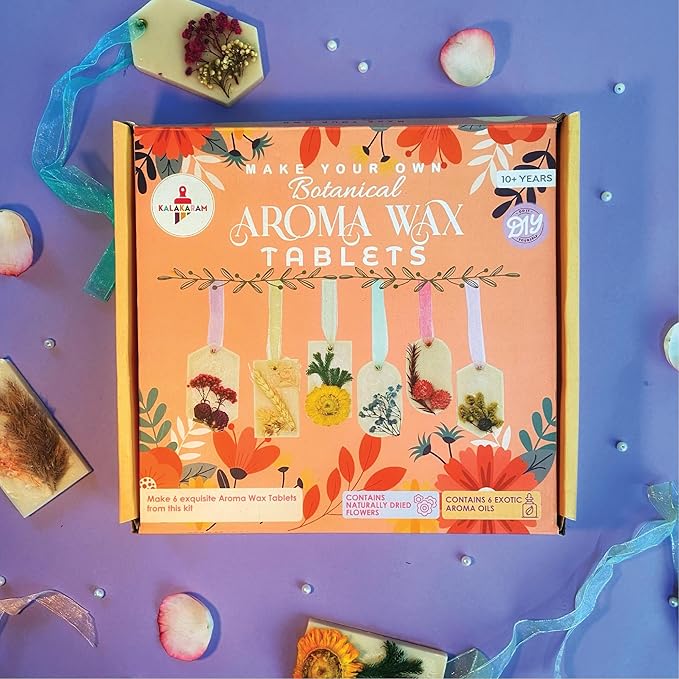 Kalakaram Aroma Wax Tablet Making Diy Kit | Botanical and Floral Fragrances Wax Tablet Making Kit for Room Fragrances