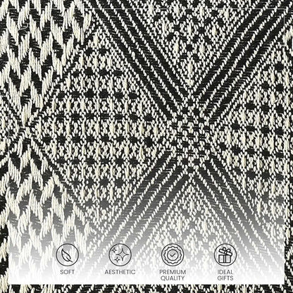 Sashaa World Unique Geometric Throw Bedcover Colour Black/ Grey