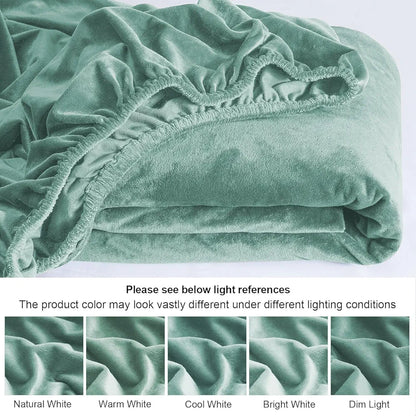 Cloth Fusion 200 TC Warm Winter Elastic Fitted Bedsheet for Double Bed King Size with 2 Pillow Covers Green