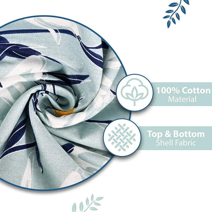Divine Casa Floret 100% Cotton Double Dohar 120 GSM Soft & Lightweight Throw Blanket Colour Water Orchid