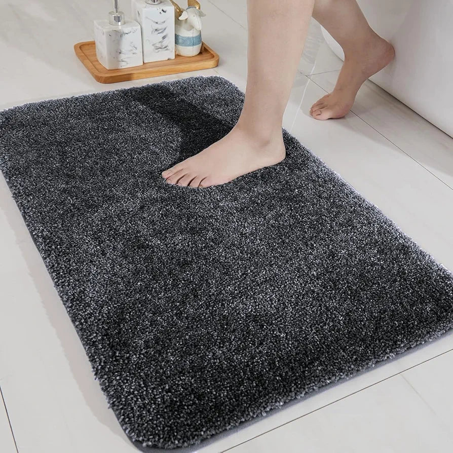 Luxe Home International Newman Microfiber Anti-Skid Water Absorbent/Soaking Washable Rectangular Mat Colour Anthrea 16"X24"