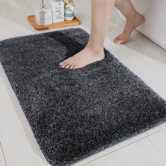 Luxe Home International Newman Microfiber Anti-Skid Water Absorbent/Soaking Washable Rectangular Mat Colour Anthrea 16"X24"