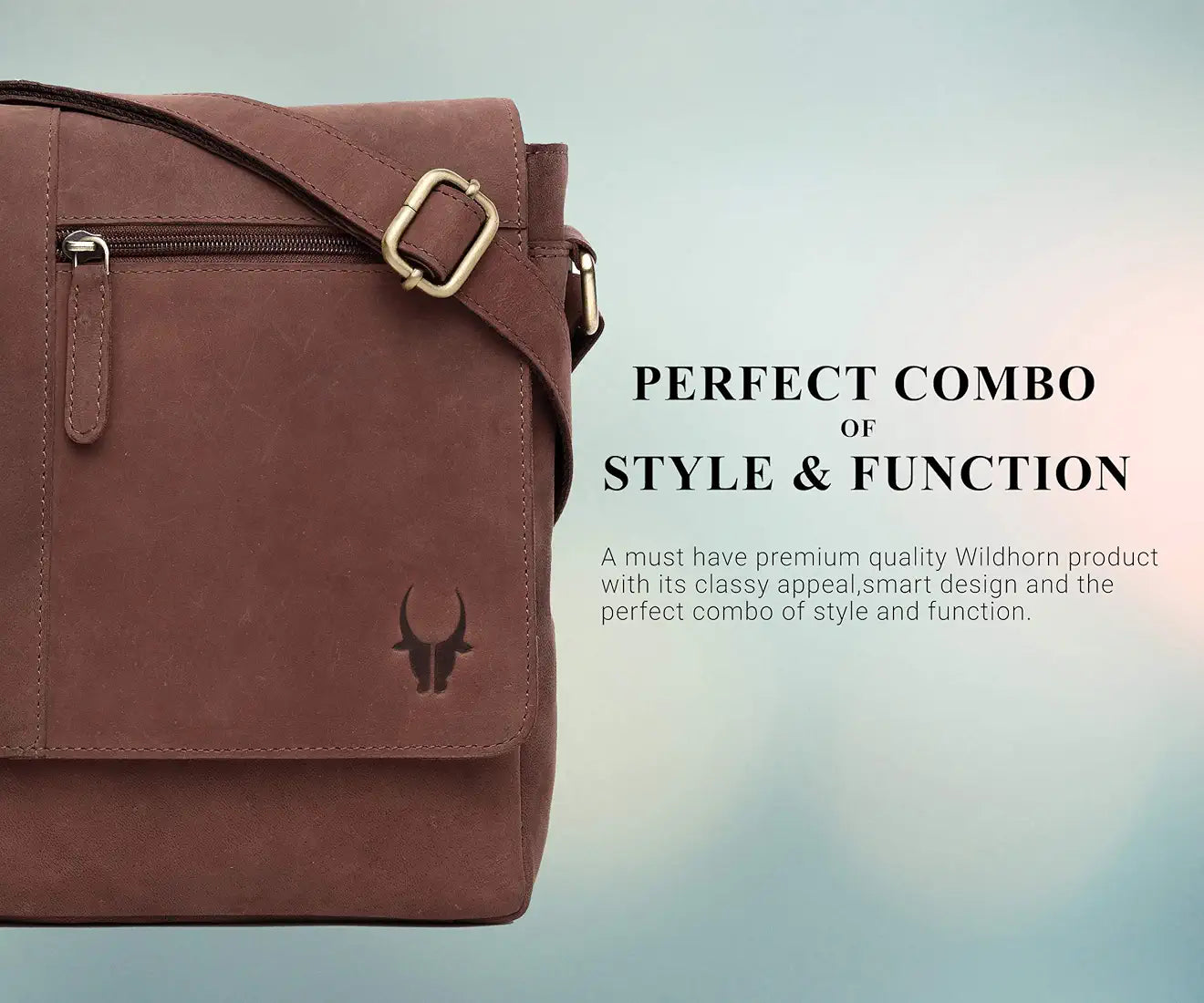 WildHorn� Leather 8.5 inch Sling Messenger Bag for Men I Multipurpose Crossbody Bag I Travel Bag with Adjustable Strap I IDIMENSION: L- 8.5inch H- 10.5inch W- 3inch
