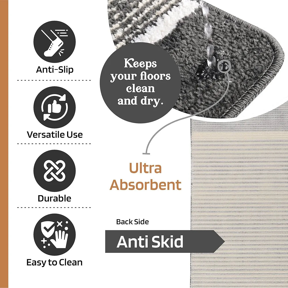 Kuber Industries Anti-Skid Water Absorbent Door Mats for Home Dark Grey Colour