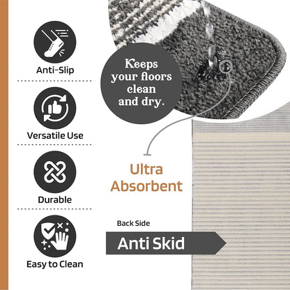 Kuber Industries Anti-Skid Water Absorbent Door Mats for Home Dark Grey Colour