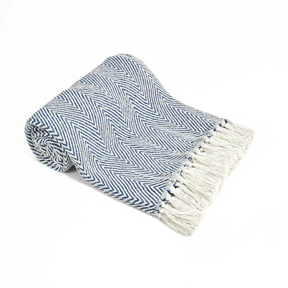 Sashaa World Cotton Spring Hued Chevron Throw Blanket Colour Light Blue