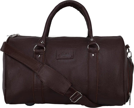 Leather World Duffle Bag for Travel with Shoe Pocket for Men and Women Made of Textured Leatherette with Detachable Shoulder Strap Cabin Bag 