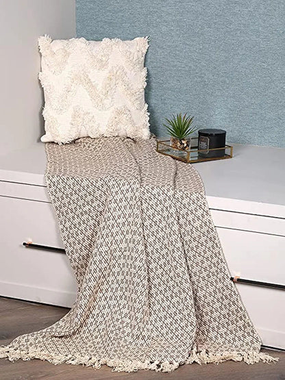 Sashaa World Soft Throw Blanket Colour Beige/Natural