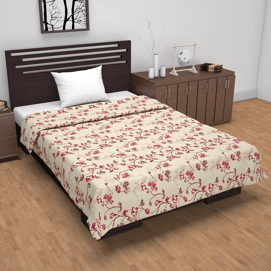 Divine Casa Floret 100% Cotton Single Dohar 120 GSM Soft & Lightweight Throw Blanket Colour Summer Fern
