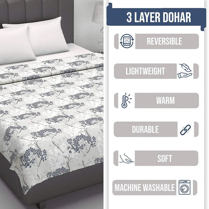 Divine Casa 100% Cotton Double Bed Dohar Lightweight & Ultra-Soft AC Blanket Colour Greyish Blue
