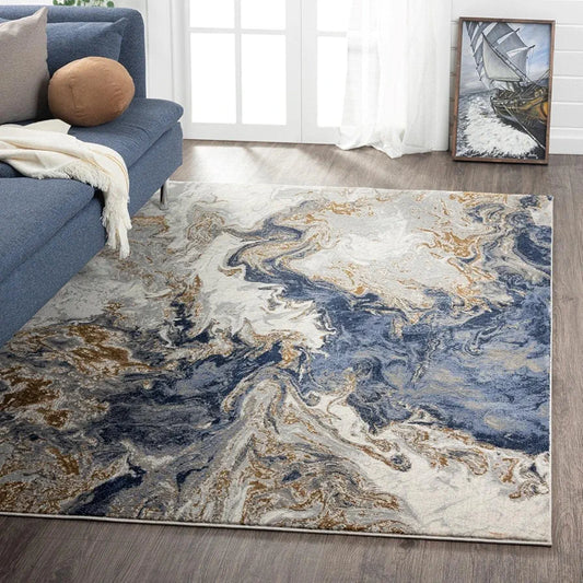 ishro home Feet 3D Jet Multi Printed Carpet Rug Runne Colour Marbles 3 x 5 Feet