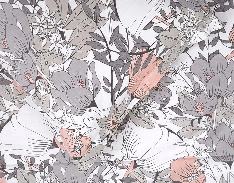 Divine Casa Bedsheet for Single Size Bed 144 TC Cotton Bedsheet for Single Size Bed with 1 Pillow Cover  Floral Colour Blush Grey