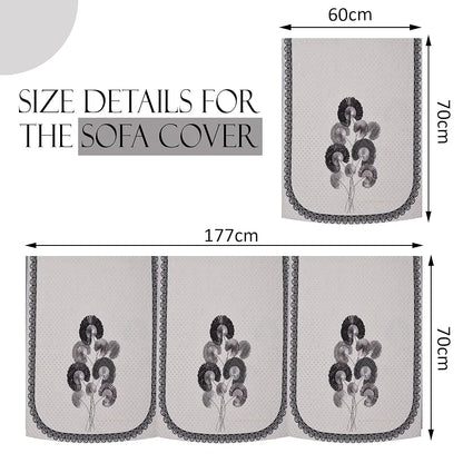 Kuber Industries Set of 16 Velvet Anti-Skid Sofa Cover 5-Seater with Arm Cover Digital Flower-Cream & Green