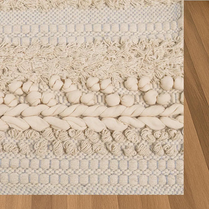 Sajavat Home Pure Cotton Soft and Durable Floor Rug Cream & White