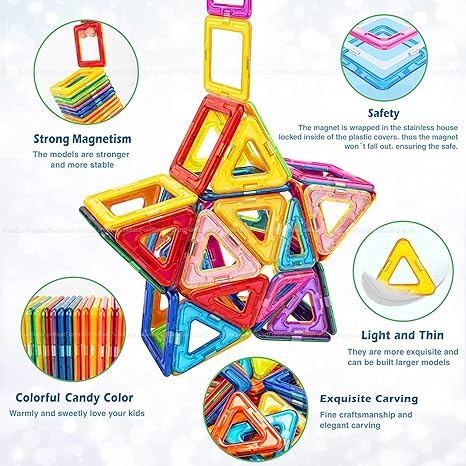 FunBlast Mag Magic Magnetic Building Blocks Puzzle for Kids Learning Toy Block Vehicle Playset