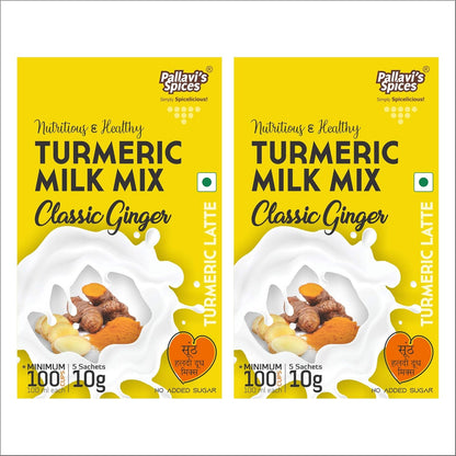 Pallavi's Spices Turmeric Milk Mix Classic Ginger - 50 gms (pack of 2)