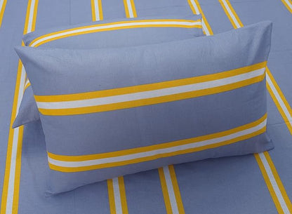 Huesland by Ahmedabad Cotton 144 TC Cotton Pillow Covers Set of 2 | Grey & Yellow