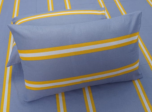 Huesland by Ahmedabad Cotton 144 TC Cotton Pillow Covers Set of 2 | Grey & Yellow