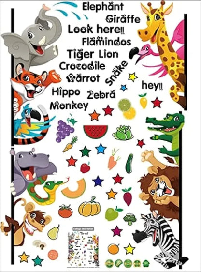 Jaamso Royals Multicolor Cartoon Animals Wall Sticker Waterproof and Removable Cartoon Animals Wall Sticker