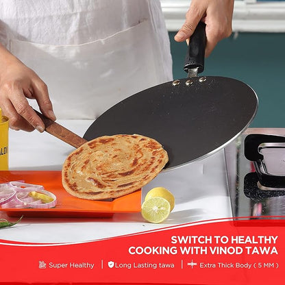 Vinod Zest Aluminium Non Stick Flat Multi Tawa - 28 cm | Roti/Chapati Tawa | 4mm Thick, 3 Layer Coating