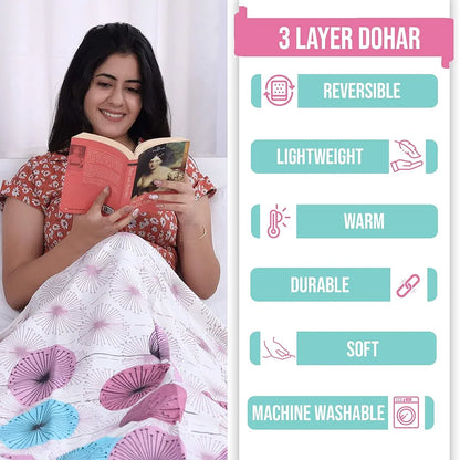 Divine Casa 100% Cotton Double Bed Dohar Ultra-Soft AC Blanket Colour Rose Pink