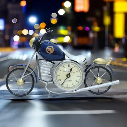 Kraftskala Vintage Royal Bullet Motor Bike with Antique Clock Blue