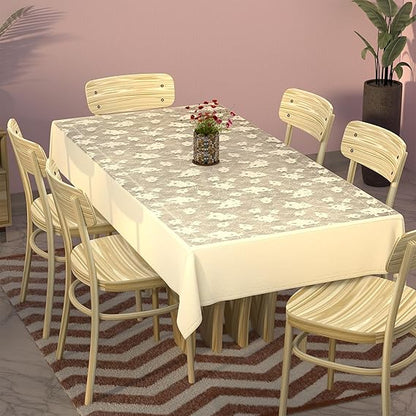 Kuber Industries 60x90 Inches Net Durable Dining Table Cover 6 Seater Light Cream cover