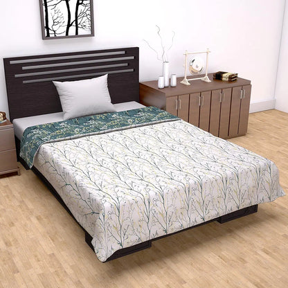 Divine Casa Microfiber Floral Single Dohar 120 GSM Soft & Lightweight Throw Blanket Colour Grey & White