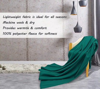Cloth Fusion Polar Fleece AC Blanket for Winter Single Bed Soft Woolen Blanket for Travel & Sleeping Dark Green