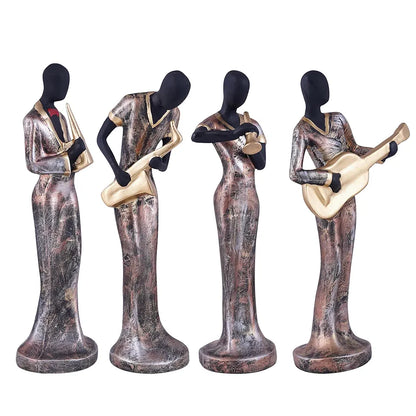 Zart Resin Musical Instrument Showpiece Set of 4