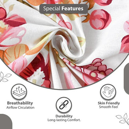 Divine Casa 144 TC 100% Cotton Bedsheet for Single Bed with 1 Pillow Cover Colour Blush Pink