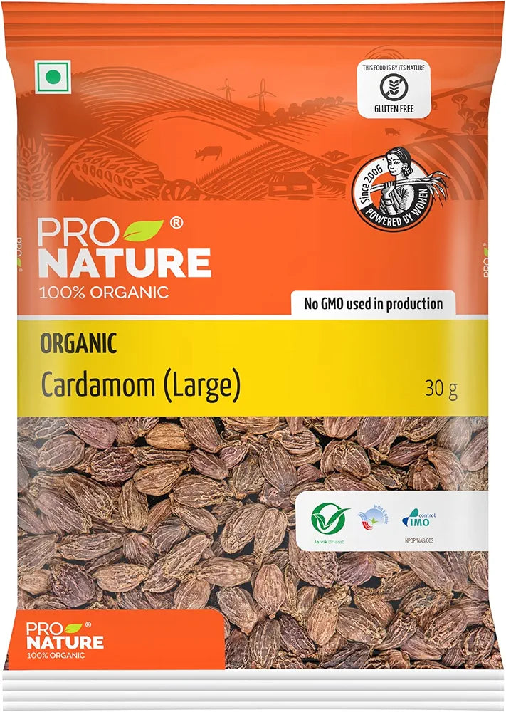 Pro Nature Organic Large Cardamom , 30 Gram - Powder