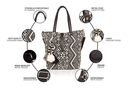Astrid Cotton Tote Bags Dark Grey Textured