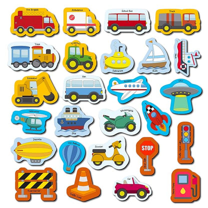 Mini Leaves 26 Pieces Transport Full Magnetic Fridge Magnets for Kids | Educational Toy for Kids