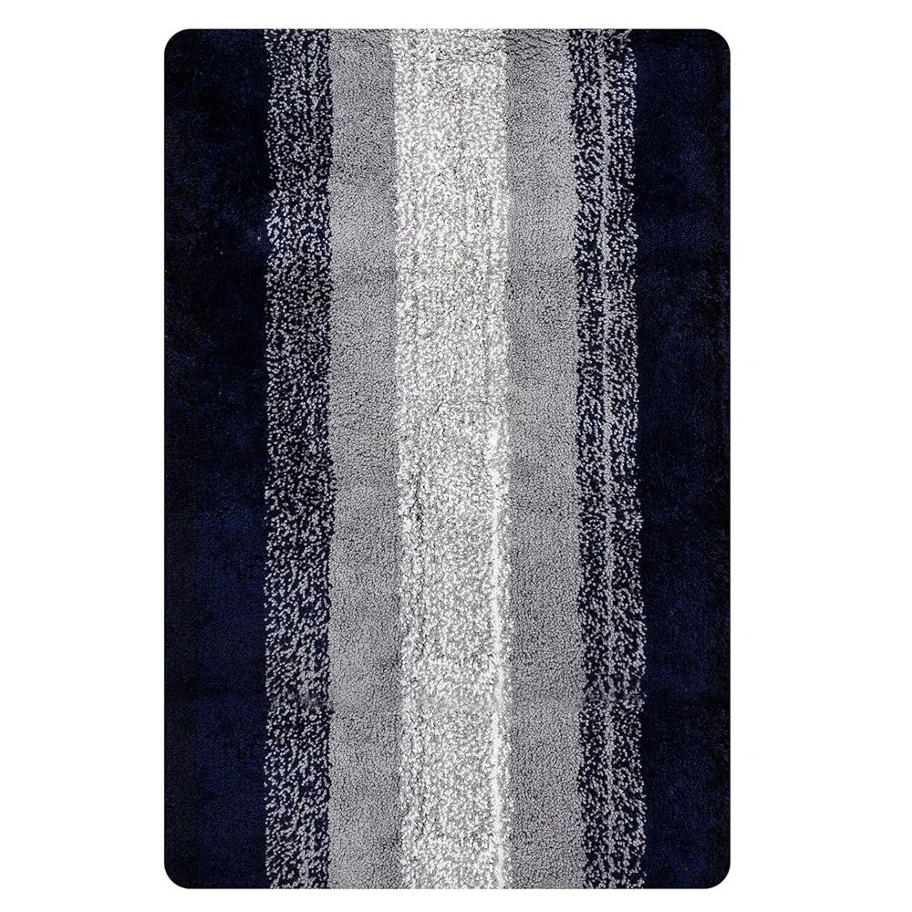 Kuber Industries Shaggy Carpet for Living Room Fluffy Rug for Bedroom Blue Patta Gray