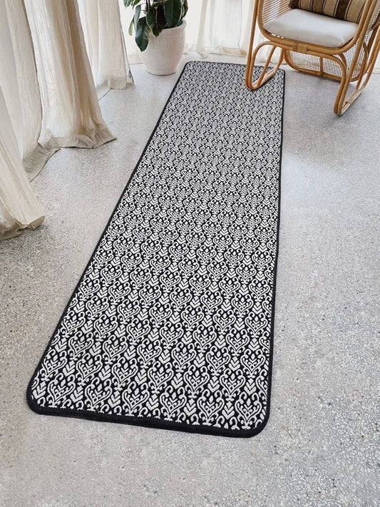 Saral Home Fleur Designer Soft Cotton Durable & Washable Multipurpose Runner Colour Black