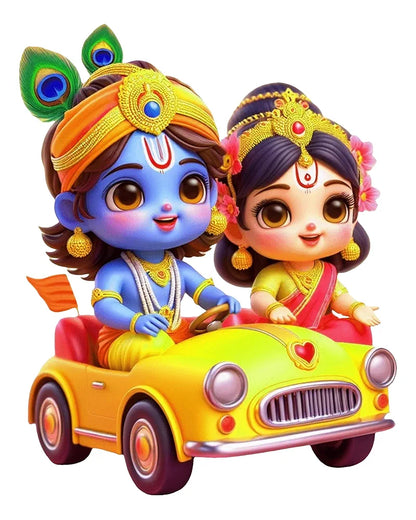 Rng Graphics Pvc Vinyl Krishna Wall Sticker Radha Krishna Wall Stickers Multicolor 56cm X 45cm DW-121L