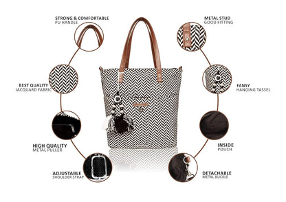 Astrid Cotton Tote Bags Black Textured