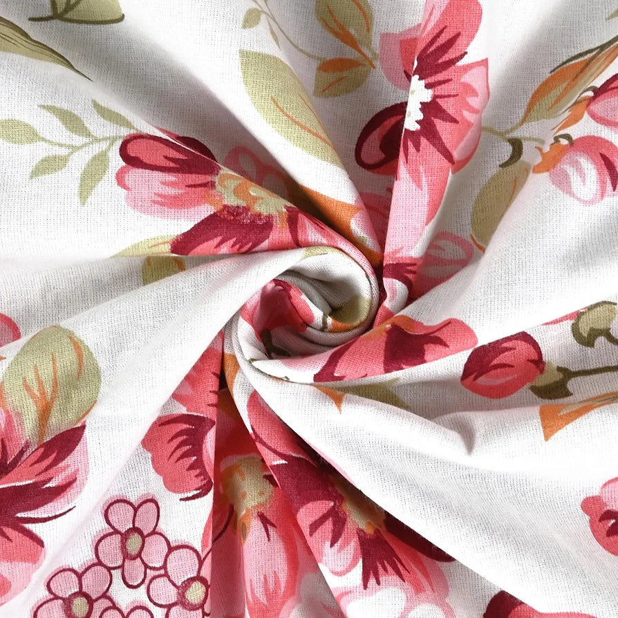 Divine Casa Floret 100% Cotton Double Dohar 120 GSM Soft & Lightweight Throw Blanket Colour Rosy Retreat