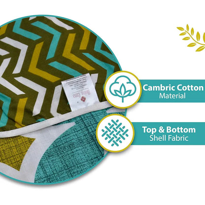 Divine Casa Cambric Cotton Single Bed Dohar 3 Layer dohar with Flannel Inside Reversible Both Sides Usable Blanket TC - 120Aqua Colour Green Angular Shape