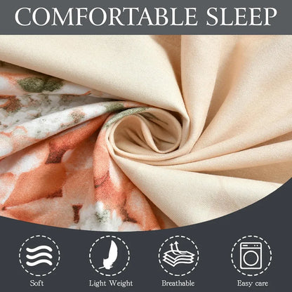 Fresh From Loom Elastic Fitted Floral Bed Sheets King Size Bed with Two Pillow Cover Rose Beige 144 TC