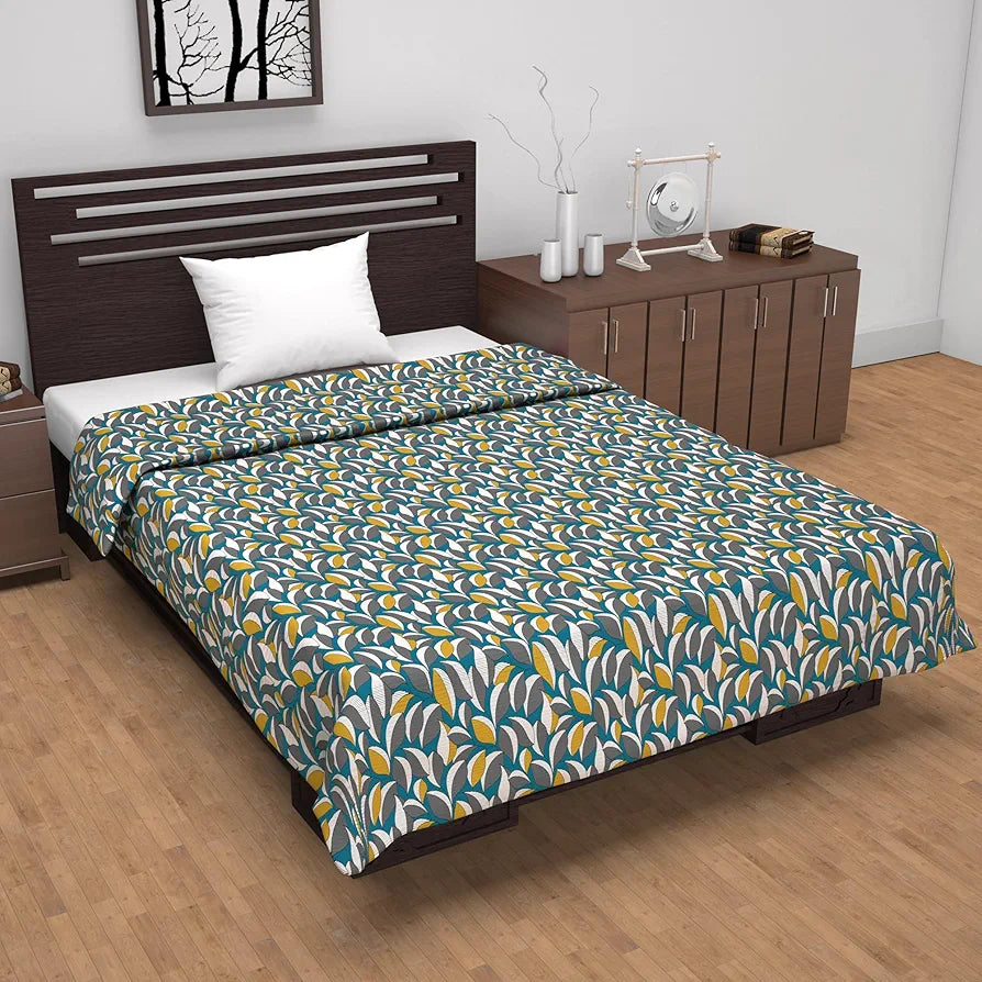 Divine Casa Floret 100% Cotton Single Dohar 120 GSM Soft & Lightweight Throw Blanket Colour Woody Petals