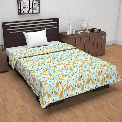 Divine Casa Pure Cotton Printed Single Dohar 120 GSM Soft & Lightweight Throw Blanket Colour Water Blue